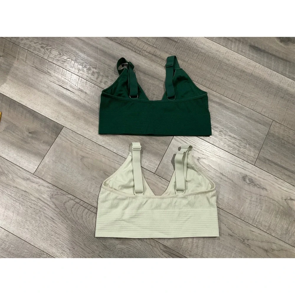 Danskin Intimates Ribbed Bralette 2 Pack Green Mint XL V-Neck Wireless Seamless